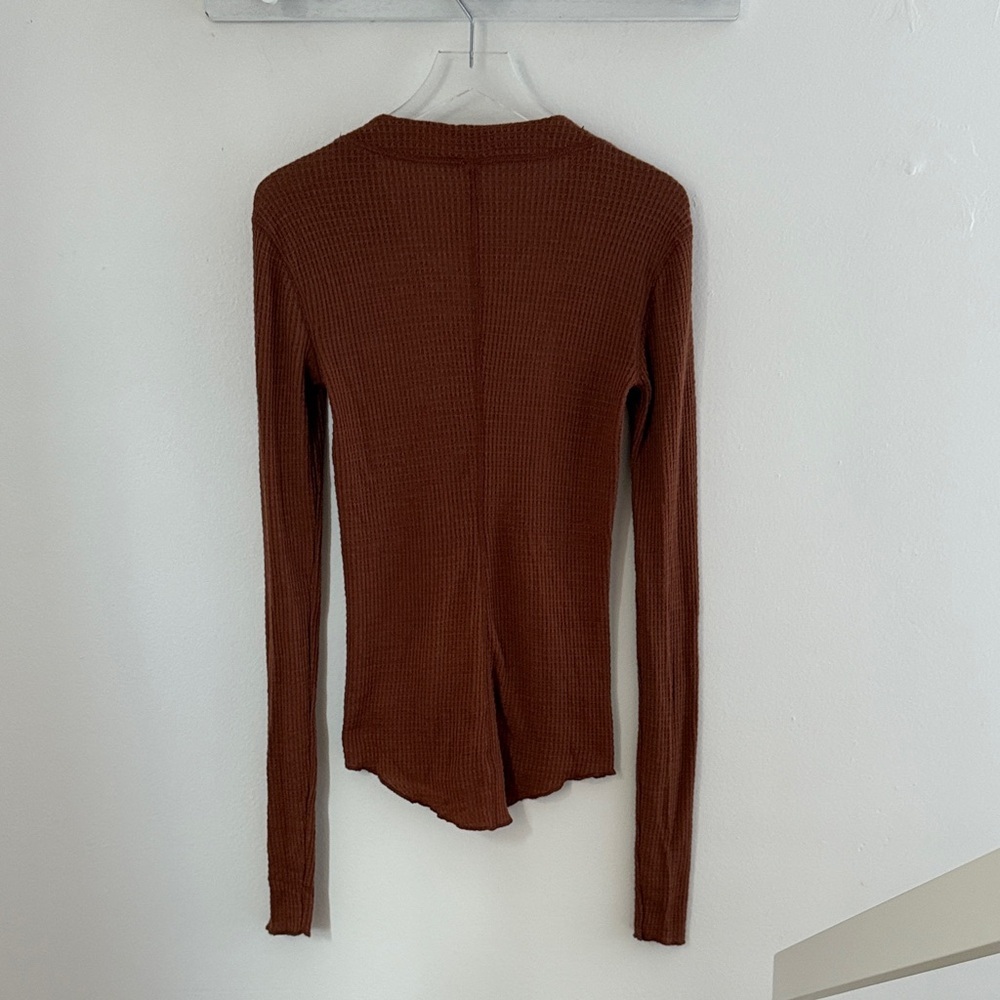 Free People Going Places Cardi Mocha Chocolate Brown Ribbed Button-Up Cardigan - Picture 5 of 8